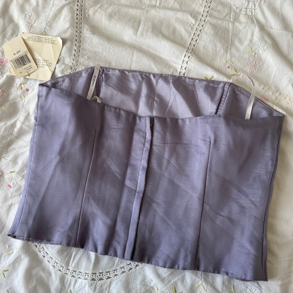 Rampage Y2K 90s Lavender Strapless Top with Floral Detail - Picture 5 of 7